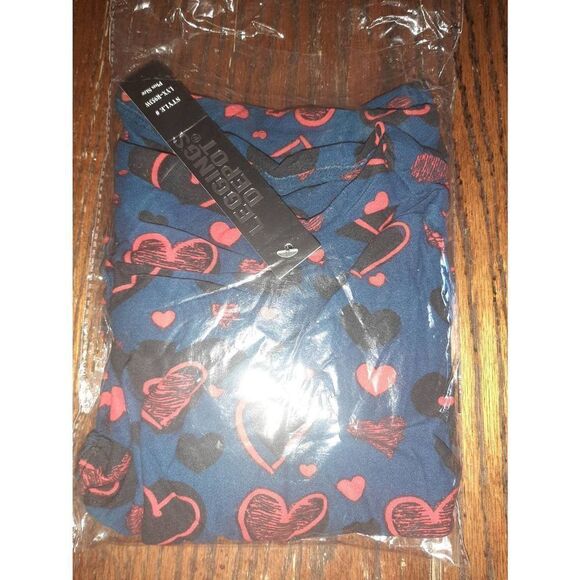 Plus Size One Size 12-20 Legging Depot Blue Red Black Heart Leggings Valentines - Picture 3 of 4